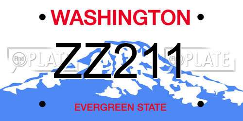 ZZ211 Washington License Plate