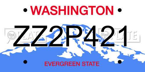 ZZ2P421 Washington License Plate
