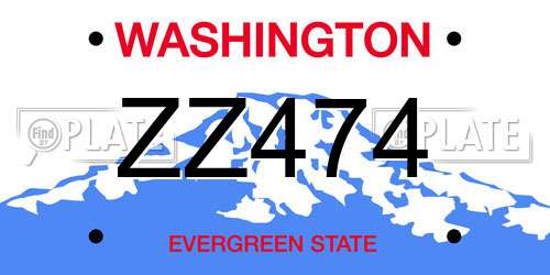 ZZ474 Washington License Plate
