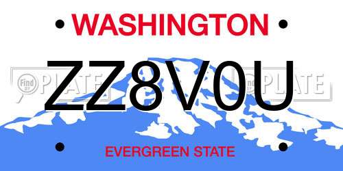 ZZ8V0U Washington License Plate