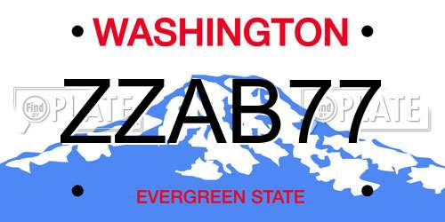 ZZAB77 Washington License Plate