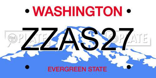 ZZAS27 Washington License Plate
