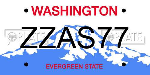 ZZAS77 Washington License Plate