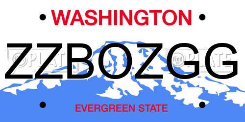 ZZBOZGG Washington License Plate