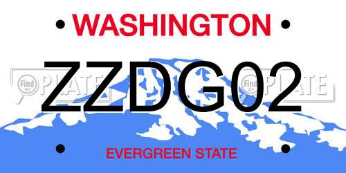 ZZDG02 Washington License Plate