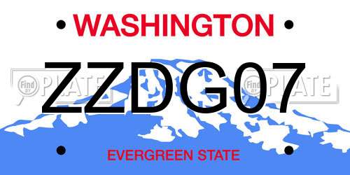 ZZDG07 Washington License Plate