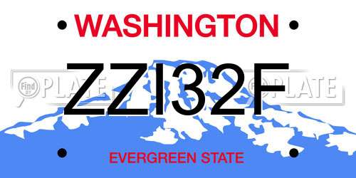 ZZI32F Washington License Plate