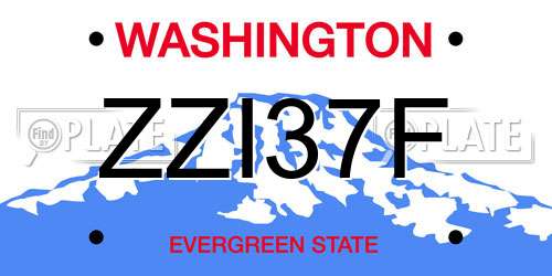 ZZI37F Washington License Plate