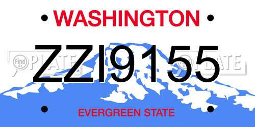 ZZI9155 Washington License Plate