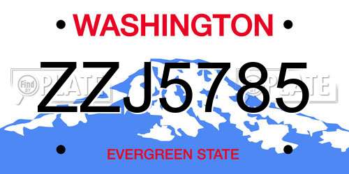 ZZJ5785 Washington License Plate