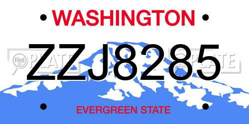 ZZJ8285 Washington License Plate