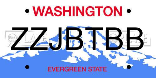 ZZJBTBB Washington License Plate