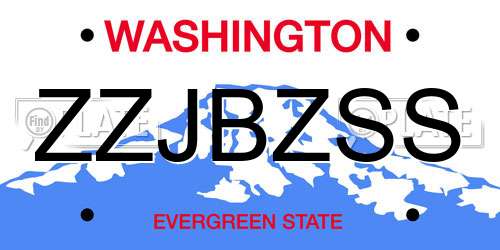 ZZJBZSS Washington License Plate