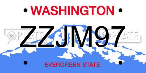 ZZJM97 Washington License Plate