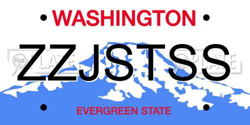 ZZJSTSS Washington License Plate