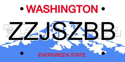 ZZJSZBB Washington License Plate