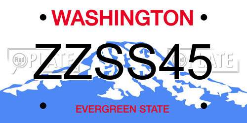 ZZSS45 Washington License Plate