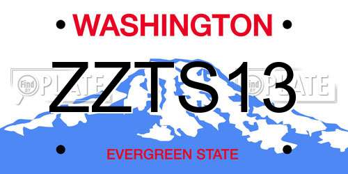ZZTS13 Washington License Plate