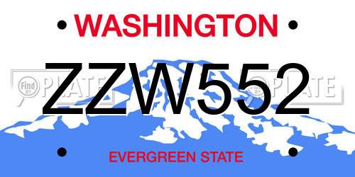 ZZW552 Washington License Plate