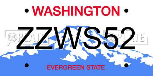 ZZWS52 Washington License Plate