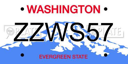 ZZWS57 Washington License Plate