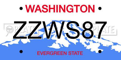 ZZWS87 Washington License Plate