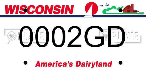 0002GD Wisconsin License Plate