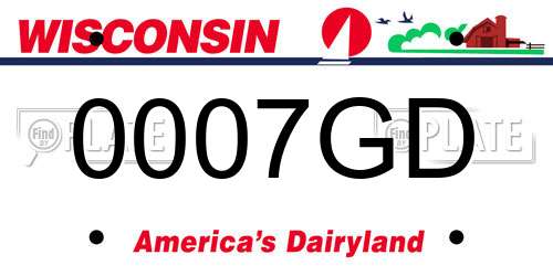0007GD Wisconsin License Plate