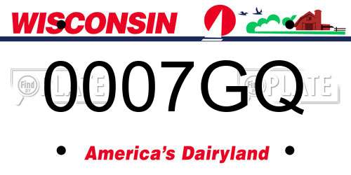 0007GQ Wisconsin License Plate
