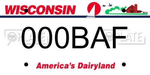 000BAF Wisconsin License Plate