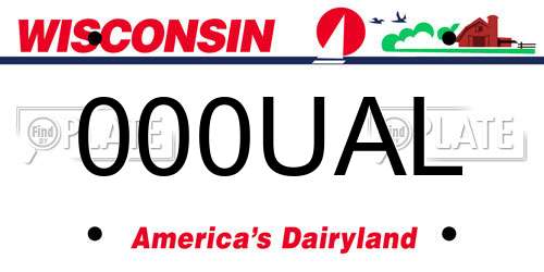 000UAL Wisconsin License Plate