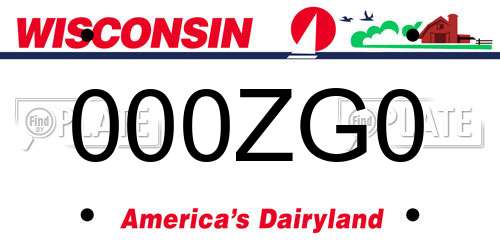 000ZG0 Wisconsin License Plate