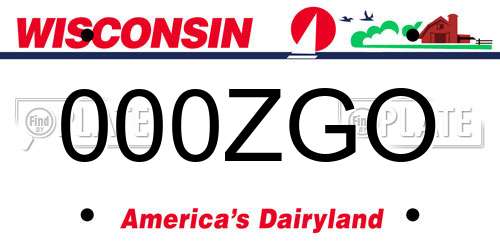 000ZGO Wisconsin License Plate