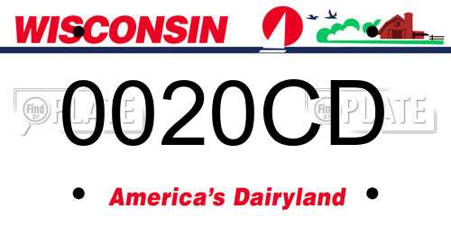 0020CD Wisconsin License Plate