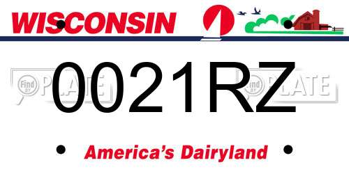 0021RZ Wisconsin License Plate