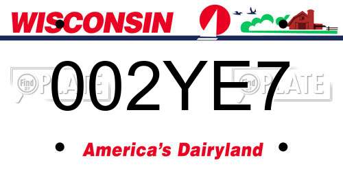 002YE7 Wisconsin License Plate