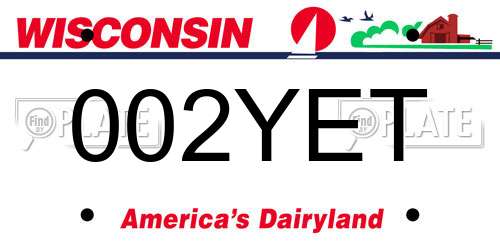002YET Wisconsin License Plate