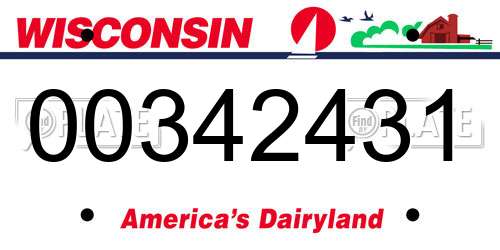 00342431 Wisconsin License Plate