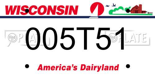 005T51 Wisconsin License Plate