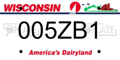 005ZB1 Wisconsin License Plate