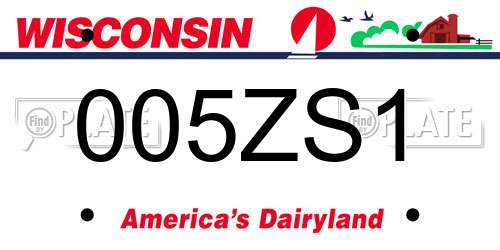 005ZS1 Wisconsin License Plate