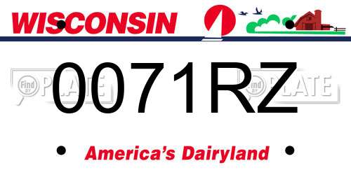 0071RZ Wisconsin License Plate