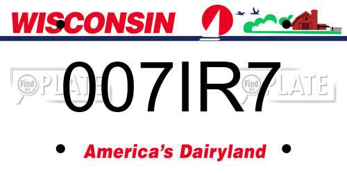 007IR7 Wisconsin License Plate