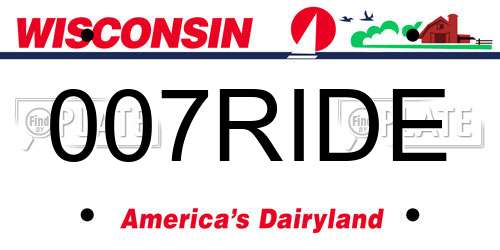 007RIDE Wisconsin License Plate