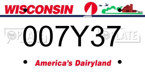 007Y37 Wisconsin License Plate