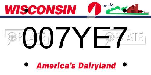 007YE7 Wisconsin License Plate