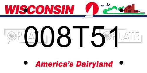 008T51 Wisconsin License Plate