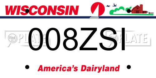 008ZSI Wisconsin License Plate