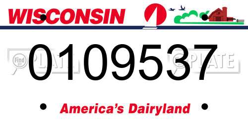 0109537 Wisconsin License Plate