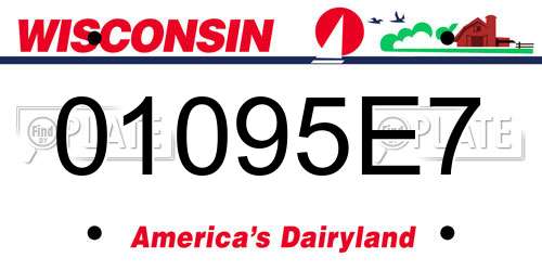 01095E7 Wisconsin License Plate